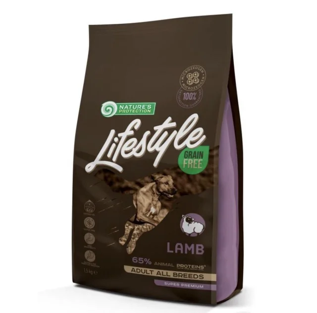 Сухой корм Natures Protection Lifestyle Grain Free Lamb Adult All Breeds для собак всех пород, 1,5 кг