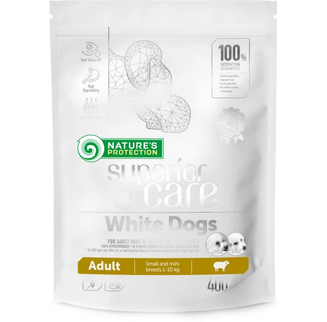Сухий корм Natures Protection Superior Care White Dogs для дорослих собак малих порід, ягня, 400 г
