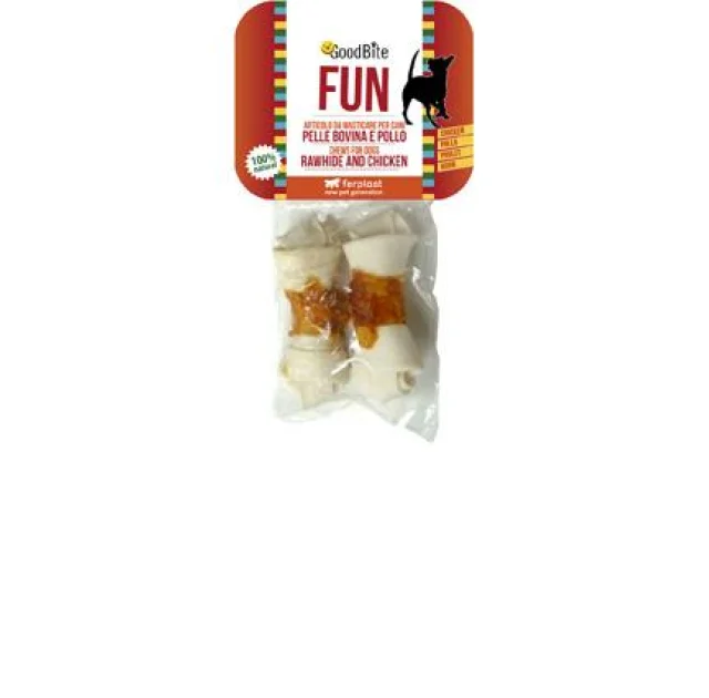 Жевательные косточки Ferplast GoodBite Fun 4904 Bone для собак из сыромятной кожи с курицей, 11,5x4,5x3