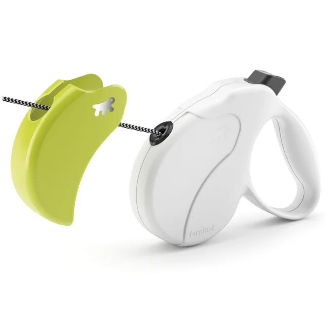 Поводок-рулетка Ferplast Amigo M Cord White-Green Lead для собак cо шнуром, зелено-білий, 15x3,6x14 см
