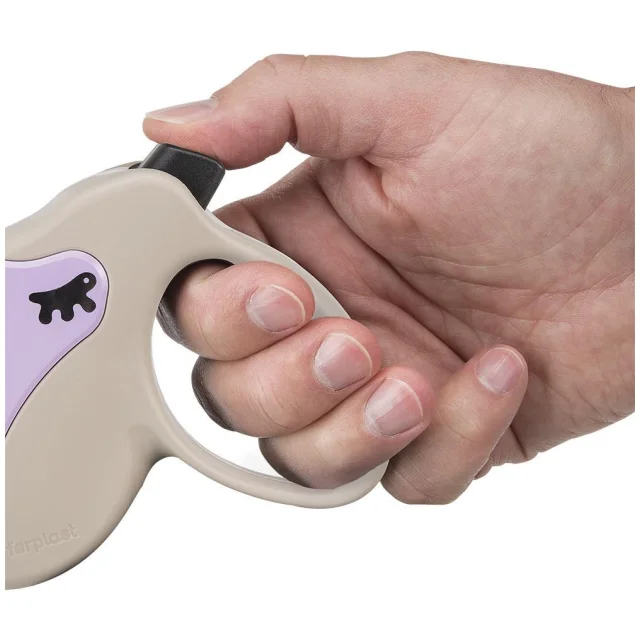Поводок-рулетка Ferplast Amigo Mini Tape Beige-Purple для собак c стрічкою, бежево-фіолетовий, 12x3x10 см