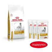 Сухой корм Royal Canin Urinary S/O Moderate Calorie при мочекаменной болезни у собак, 1.5 кг + 3 пауча