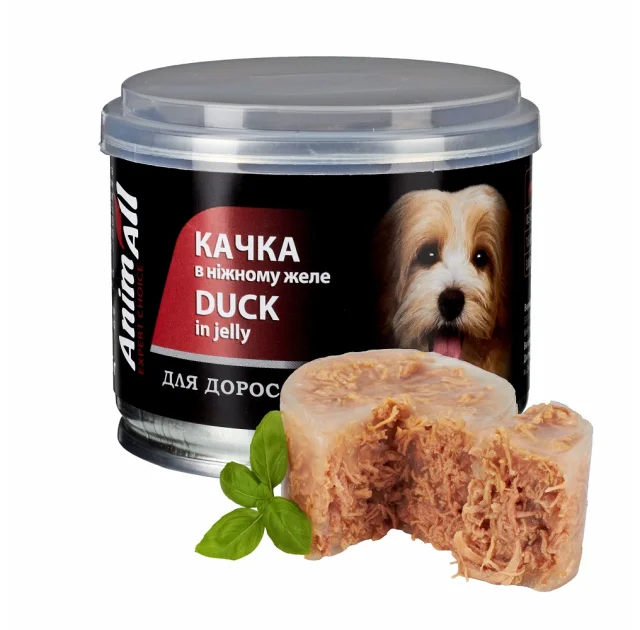 Консерви AnimAll для собак, качка в ніжному желе, 195 г