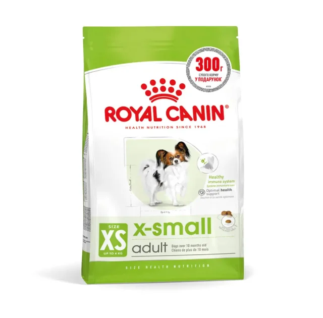 Сухой корм Royal Canin X-Small Adult для собак миниатюрных пород, 1.2 кг + 300 г в подарок