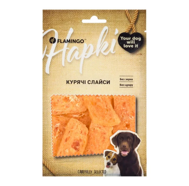 Ласощі Flamingo для собак, курячі слайси, 75 г