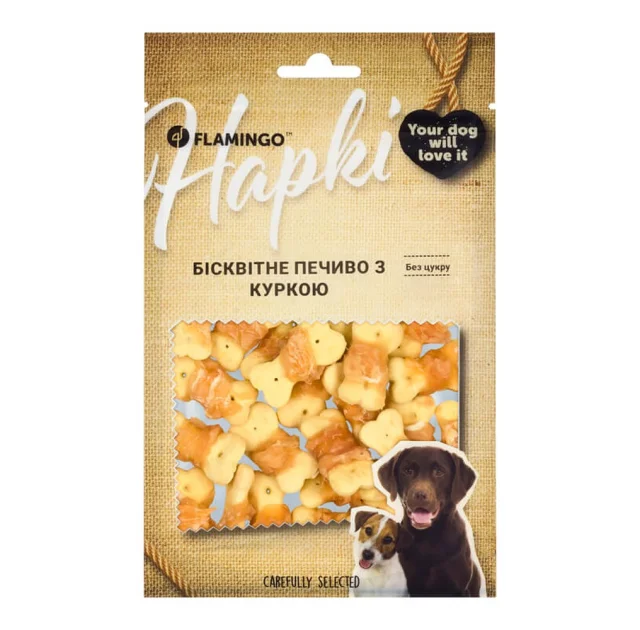 Ласощі Flamingo для собак, бісквітне печиво з куркою, 75 г