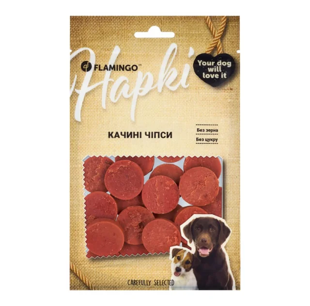 Ласощі Flamingo для собак, качині чіпси, 75 г