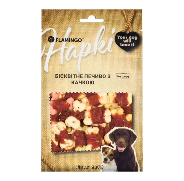 Ласощі Flamingo для собак, бісквітне печиво з качкою, 75 г