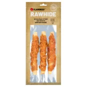 Ласощі Flamingo СНЕК R'HIDE, жувальні стіки з яловичої шкіри, обгорнуті м'ясом курки, для собак, 155 г ( 3 шт, 17 см)