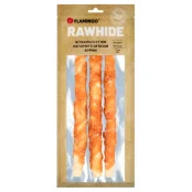 Ласощі Flamingo СНЕК R'HIDE, жувальні стіки з яловичої шкіри, обгорнуті м'ясом курки, для собак, 240 г (3 шт, 25 см)