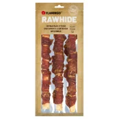 Ласощі Flamingo СНЕК R'HIDE, жувальні стіки з яловичої шкіри, обгорнуті м'ясом кролика, для собак, 280 г (3 шт, 28 см)