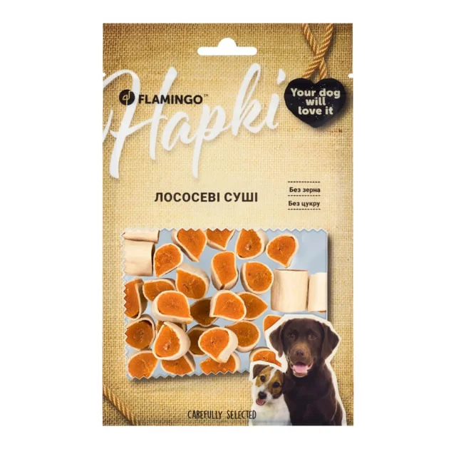 Лакомства Flamingo Sushi з м’ясом лосося, для собак, 75 г