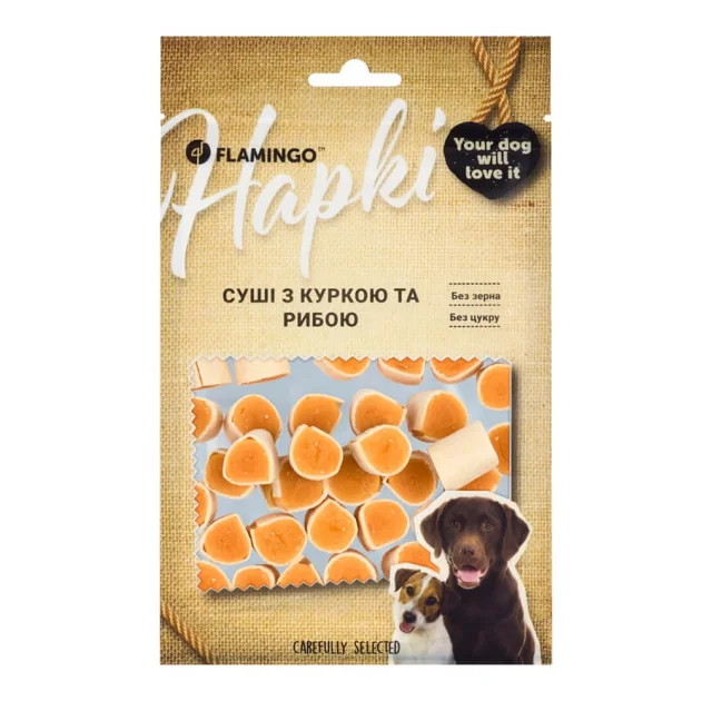 Ласощі Flamingo для собак, суші з м'ясом курки та тріски, 75 г