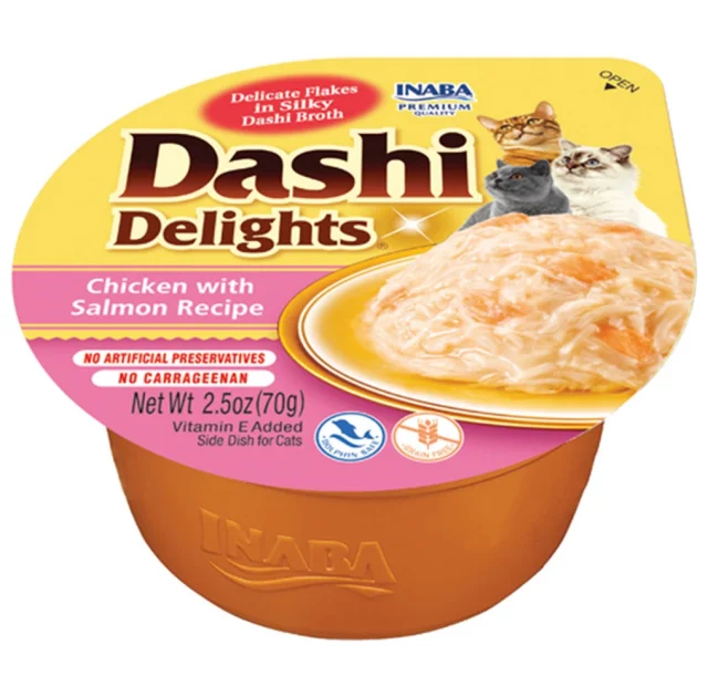 Лакомства INABA Dashi Delights для кошек, курица с лососем, 70 г