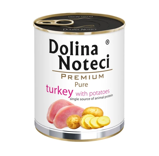 Консерви Dolina Noteci Premium Pure для собак з алергією, з індичкою та картоплею, 800 г