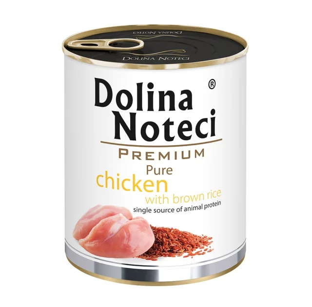 Консерви Dolina Noteci Premium Pure для собак з алергією, з куркою та коричневим рисом, 800 г