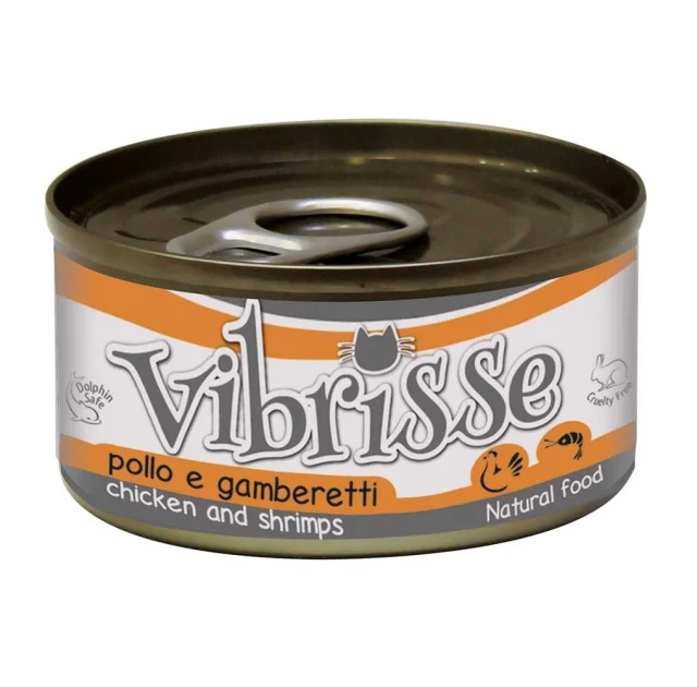 Конcерва VIBRISSE для котів, з куркою та креветками, 70 г