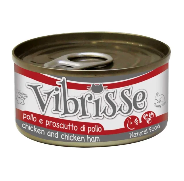 Консервы VIBRISSE для кошек, с курицей и ветчиной, 70 г