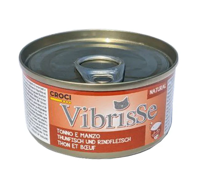 Консервы VIBRISSE для кошек, с тунцом и говядиной, 70 г
