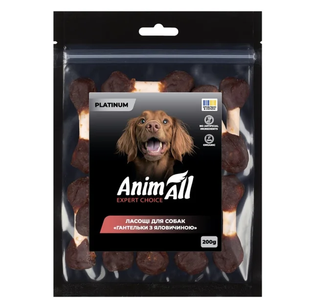 Лакомства AnimAll Platinum Гантельки с говядиной для собак, 200 г