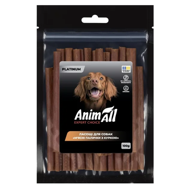 Лакомства AnimAll Platinum Мясные палочки с курицей для собак, 100 г