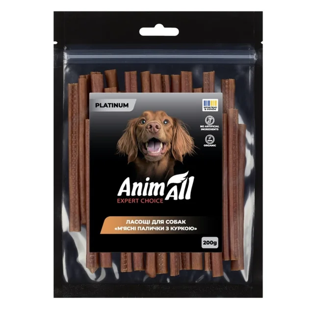 Лакомства AnimAll Platinum Мясные палочки с курицей для собак, 200 г