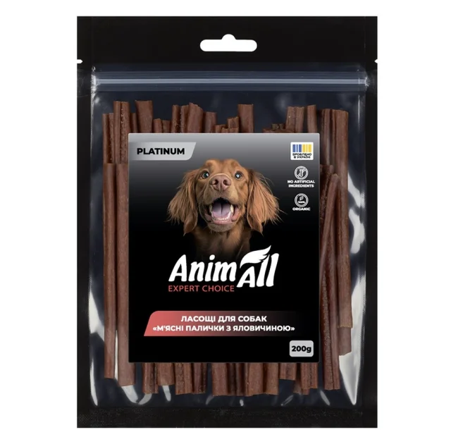 Лакомства AnimAll Platinum Мясные палочки с говядиной для собак, 200 г