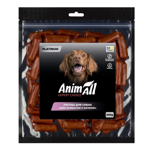 Лакомства AnimAll Platinum Мини колбаски с уткой для собак, 500 г