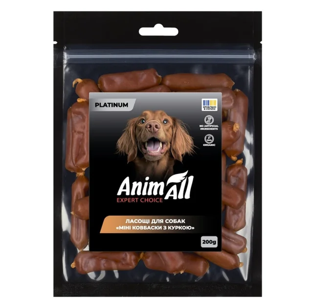 Лакомства AnimAll Platinum Мини колбаски с курицей для собак, 200 г