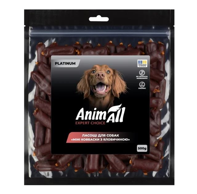 Лакомства AnimAll Platinum Мини колбаски с говядиной для собак, 500 г