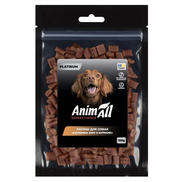 Ласощі AnimAll Platinum Соломка міні з куркою для собак, 100 г