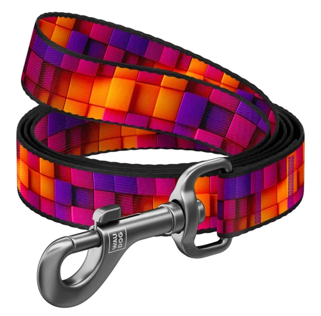 Повідeць WAUDOG Nylon для собак, малюнок "Куби 3Д", M, 2 см, 3 м