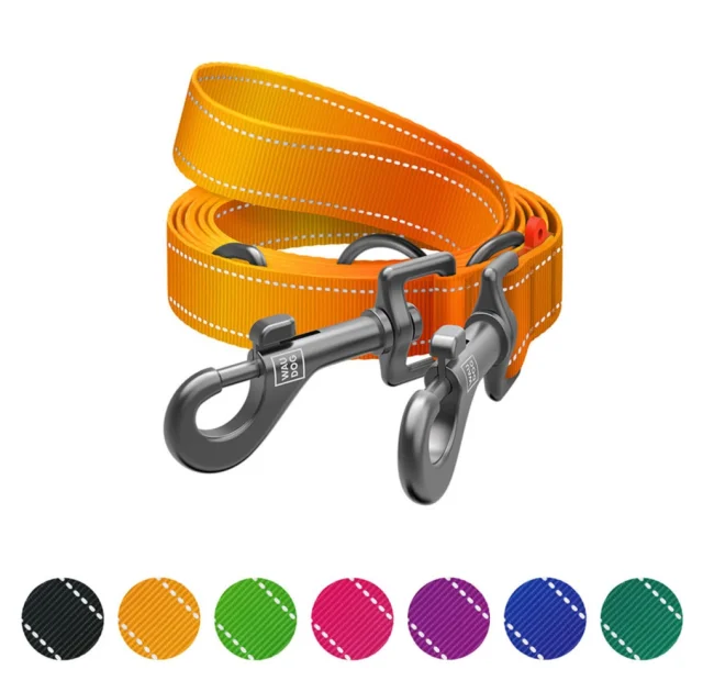 Повідeць-перестібка WAUDOG Nylon Mono для собак, світловідбивний, M, 2 см, 3 м, помаранчевий
