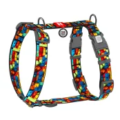 Шлея WAUDOG Nylon для собак, анатомическая, H-образная, с QR паспортом, рисунок "Блоки", пластиковый фастекс, XL, 3.5 см, 60-100 см, 70-100 см