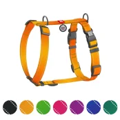 Шлея WAUDOG Nylon Mono для собак, анатомічна, H-подібна, з QR паспортом, світловідбивна, пластиковий фастекс, помаранчевий, L, 2.5 см, 51-85 см, 60-85 см