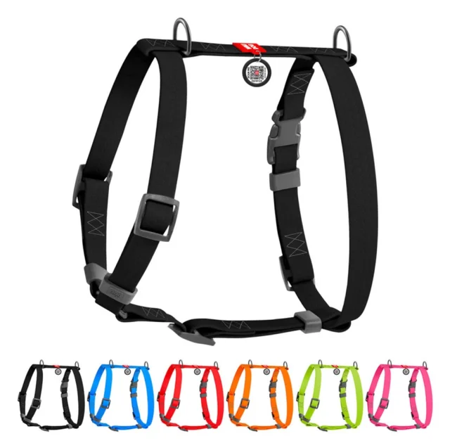 Шлейка WAUDOG Waterproof для собак, водостойкая, анатомическая, H-образная, с QR паспортом, пластиковая пряжка-фастекс, черный, M, 2 см, 40-66 см, 50-80 см