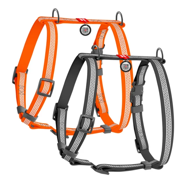 Шлейка WAUDOG Waterproof для собак, водостойкая, анатомическая, H-образная, с QR паспортом, светоотражающая, пластиковая пряжка-фастекс, серый, L, 2.5 см, 50-85 см, 60-100 см